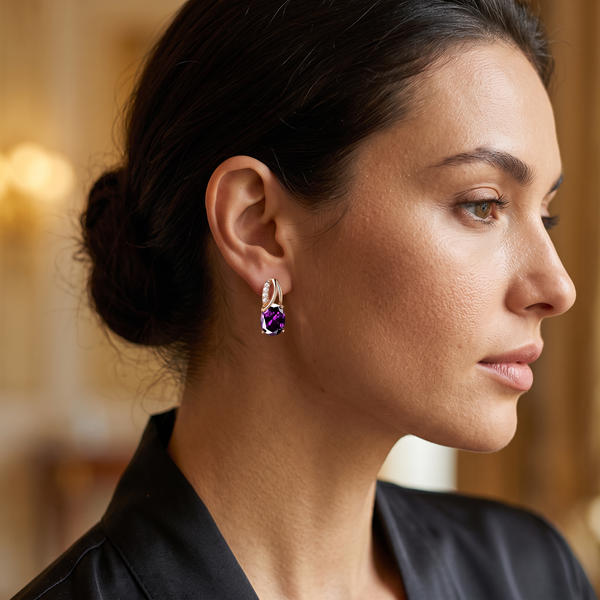 Petra Gold Amethyst Earrings