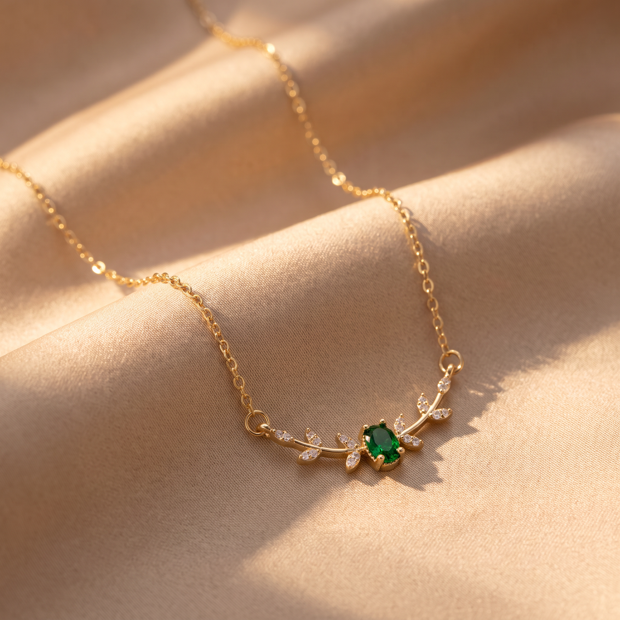 Verena Gold Emerald Necklace