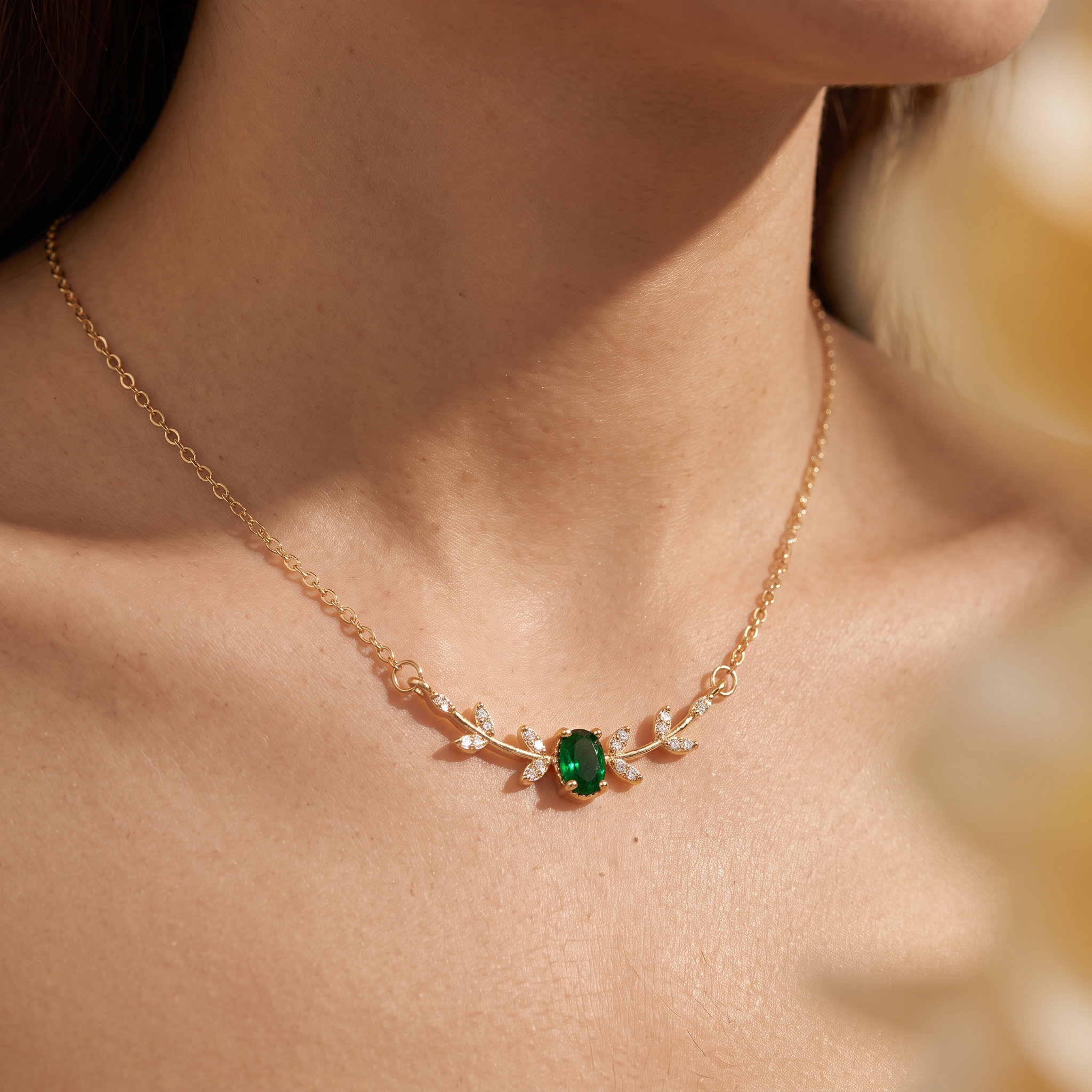 Verena Gold Emerald Necklace