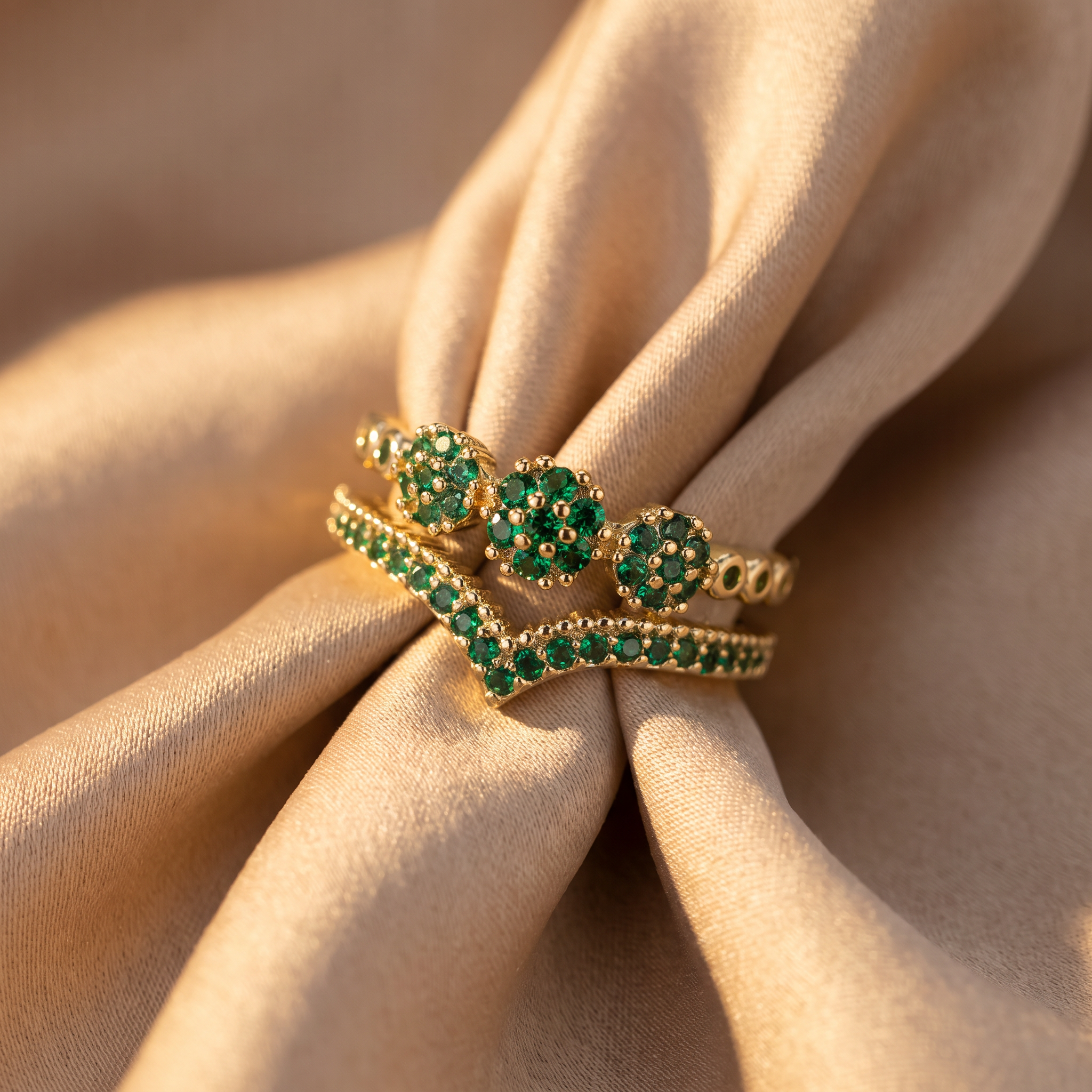 Zinnia Gold Emerald Ring