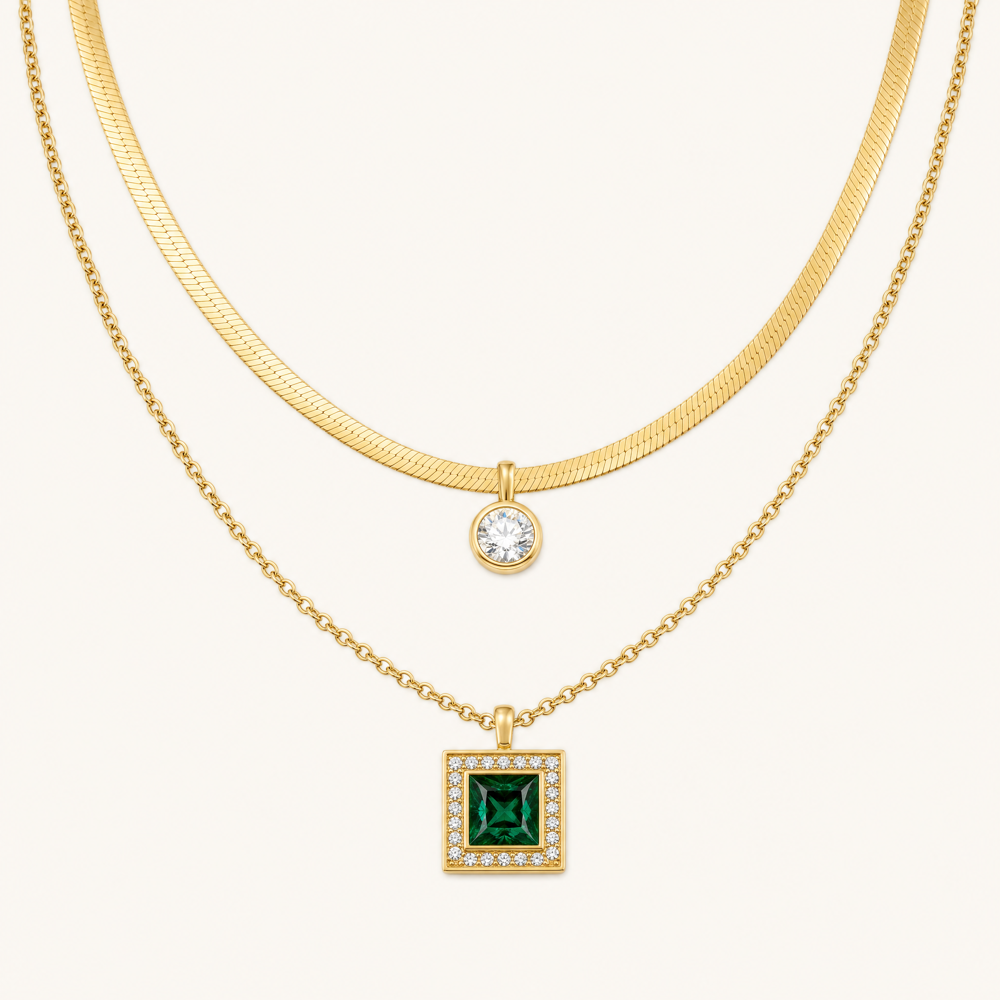 Blythe Gold Emerald Necklace