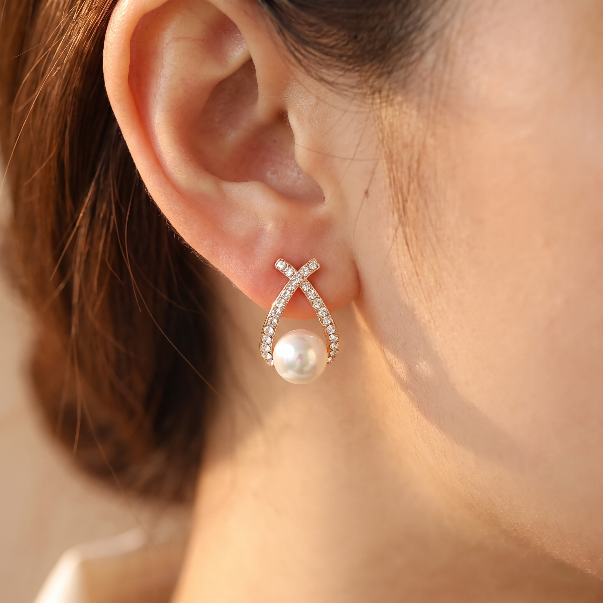 Bianca Gold Pearl Earrings