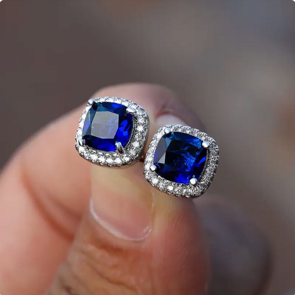 Helene White Gold Sapphire Earrings