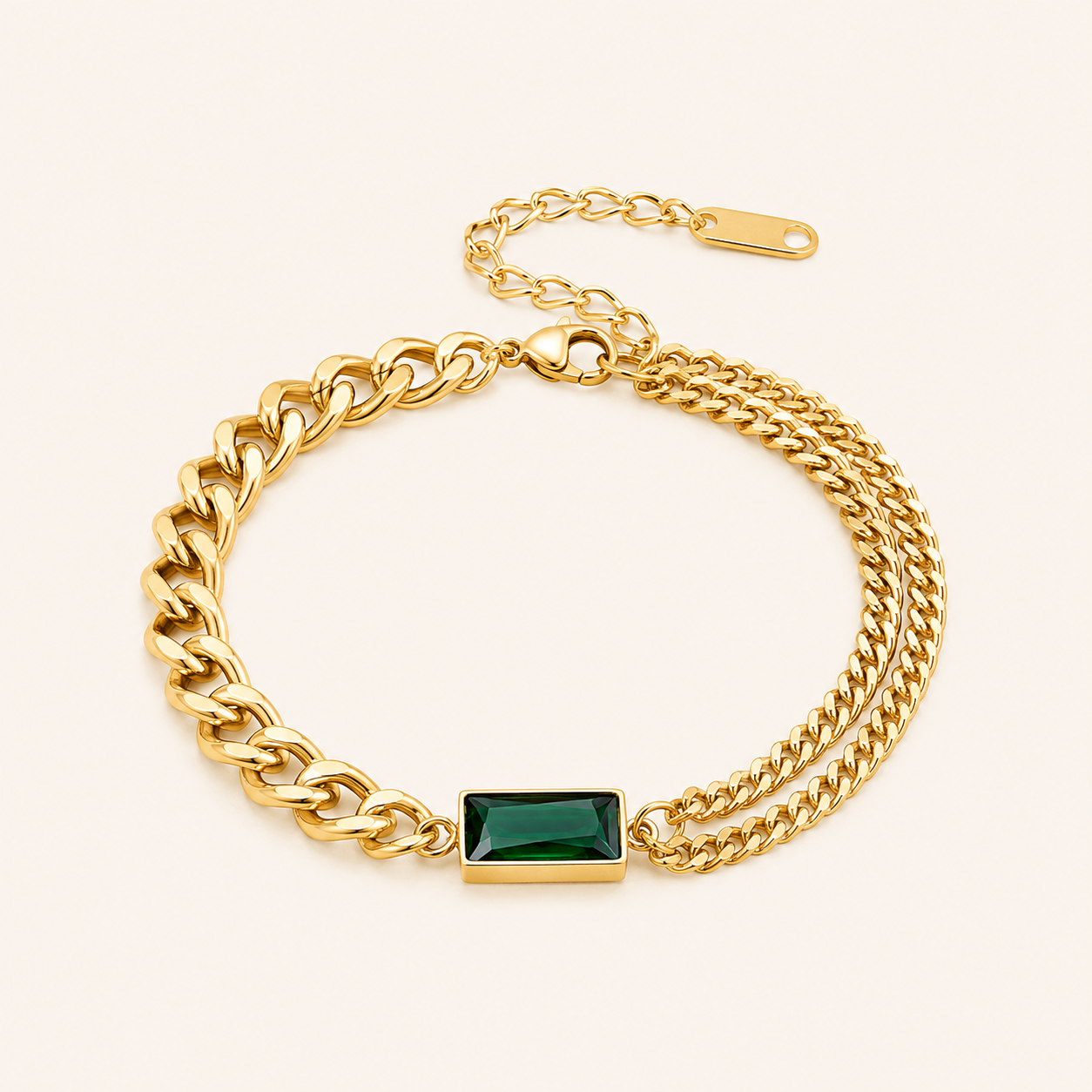 Dahlia Gold Emerald Bracelet