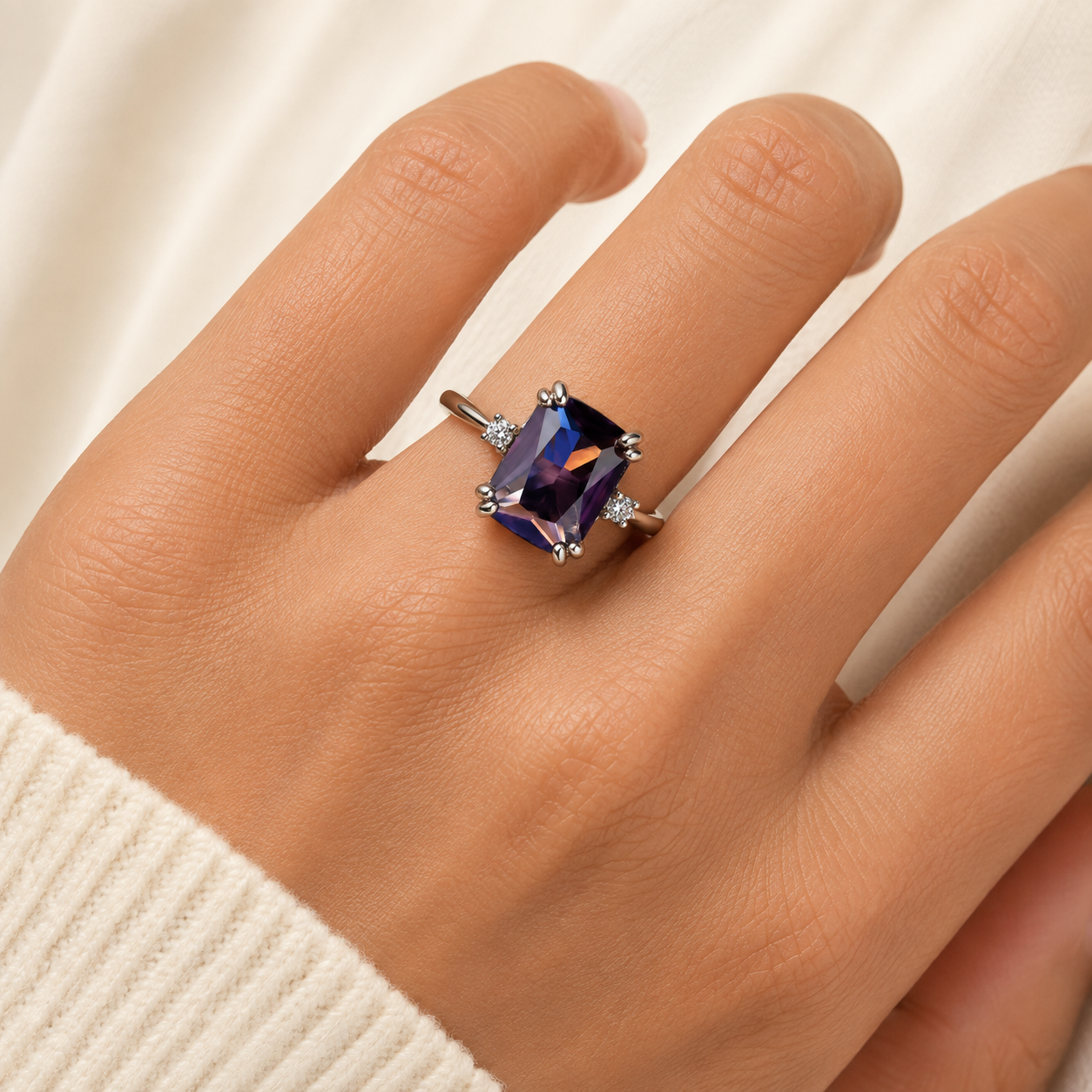 Ivy Silver Amethyst Ring