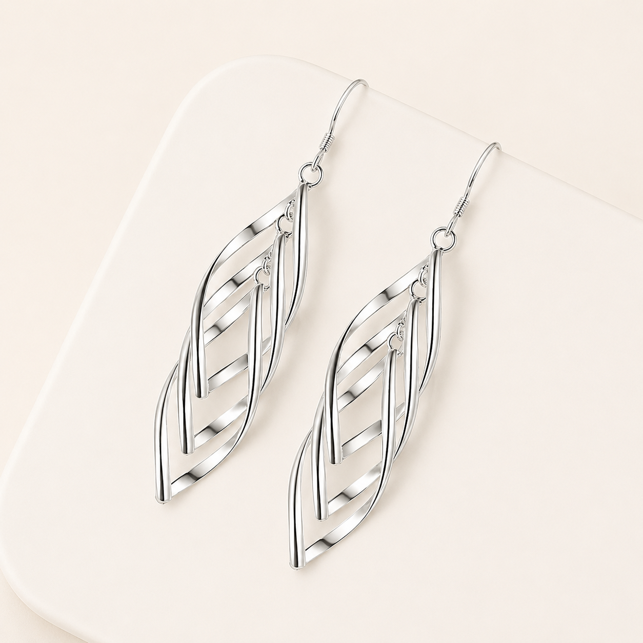 Magdalena White Gold Wave Earrings