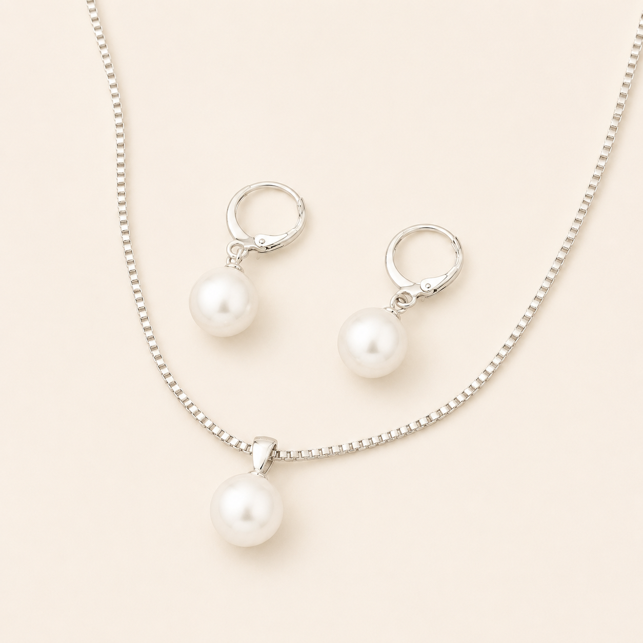 Ludovica White Gold Pearl Set