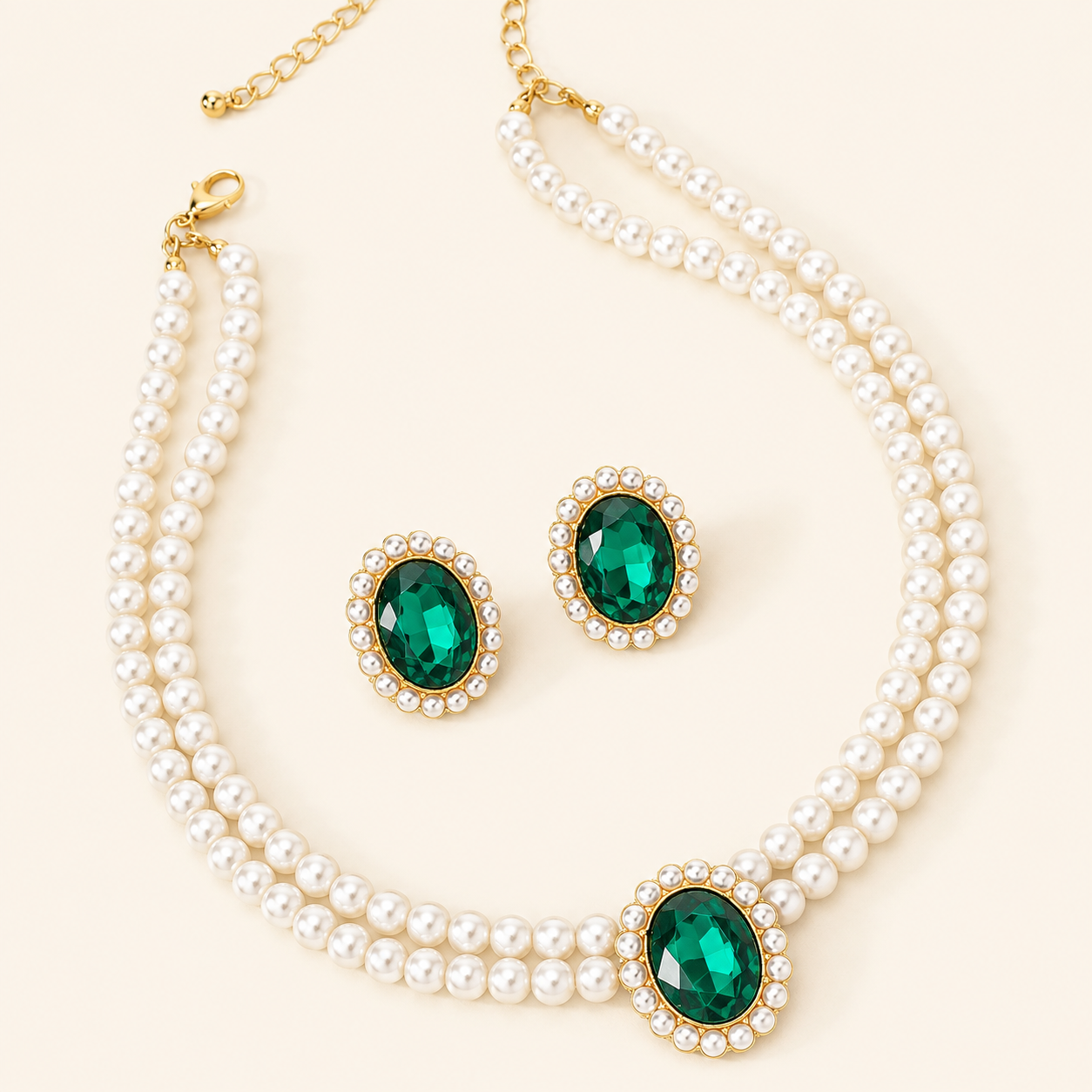 Evelina Gold Emerald Set