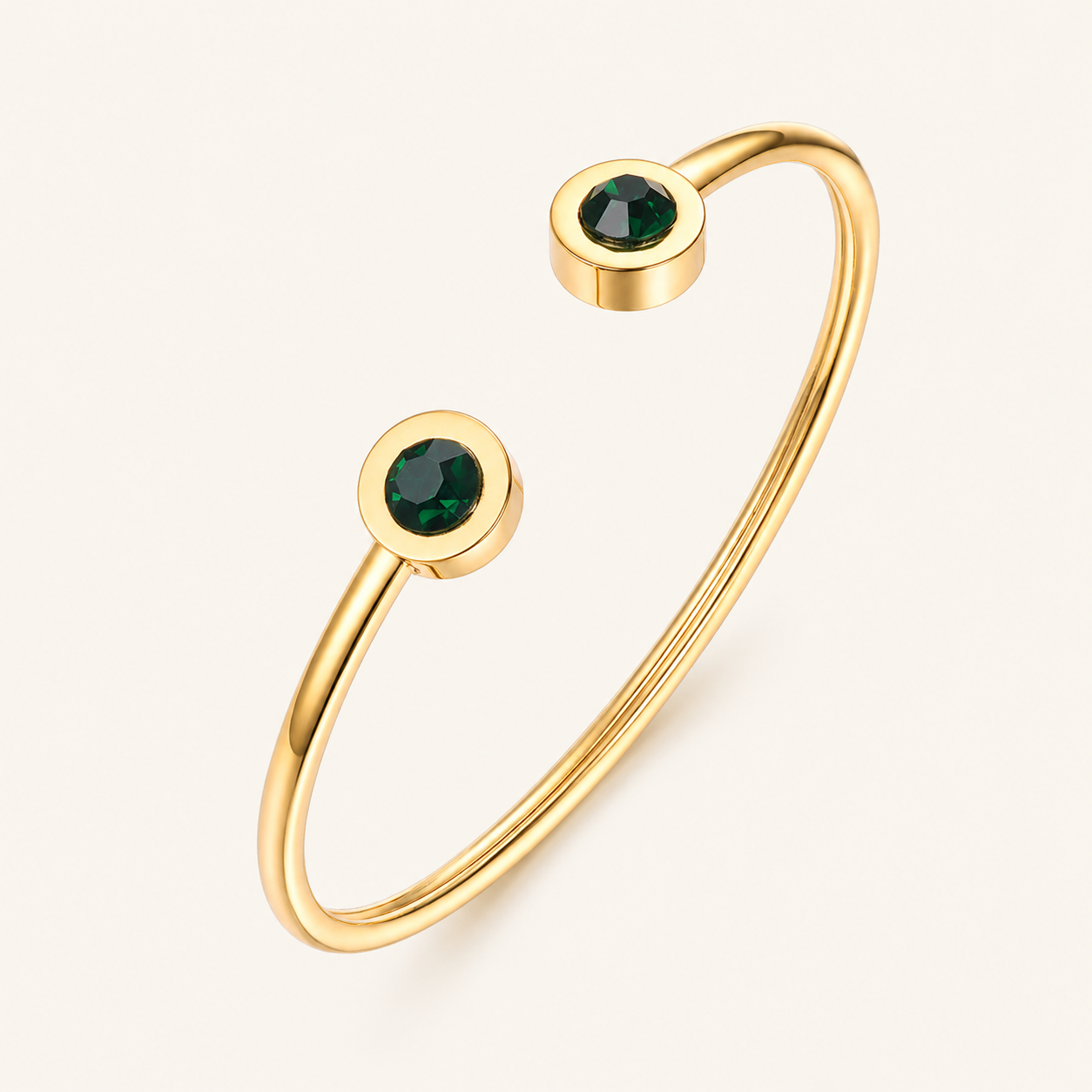 Leontine Gold Emerald Cuff Bracelet