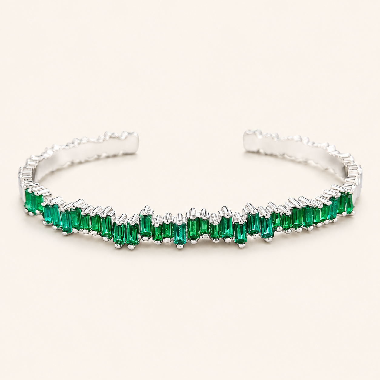 Milena White Gold Emerald Bracelet