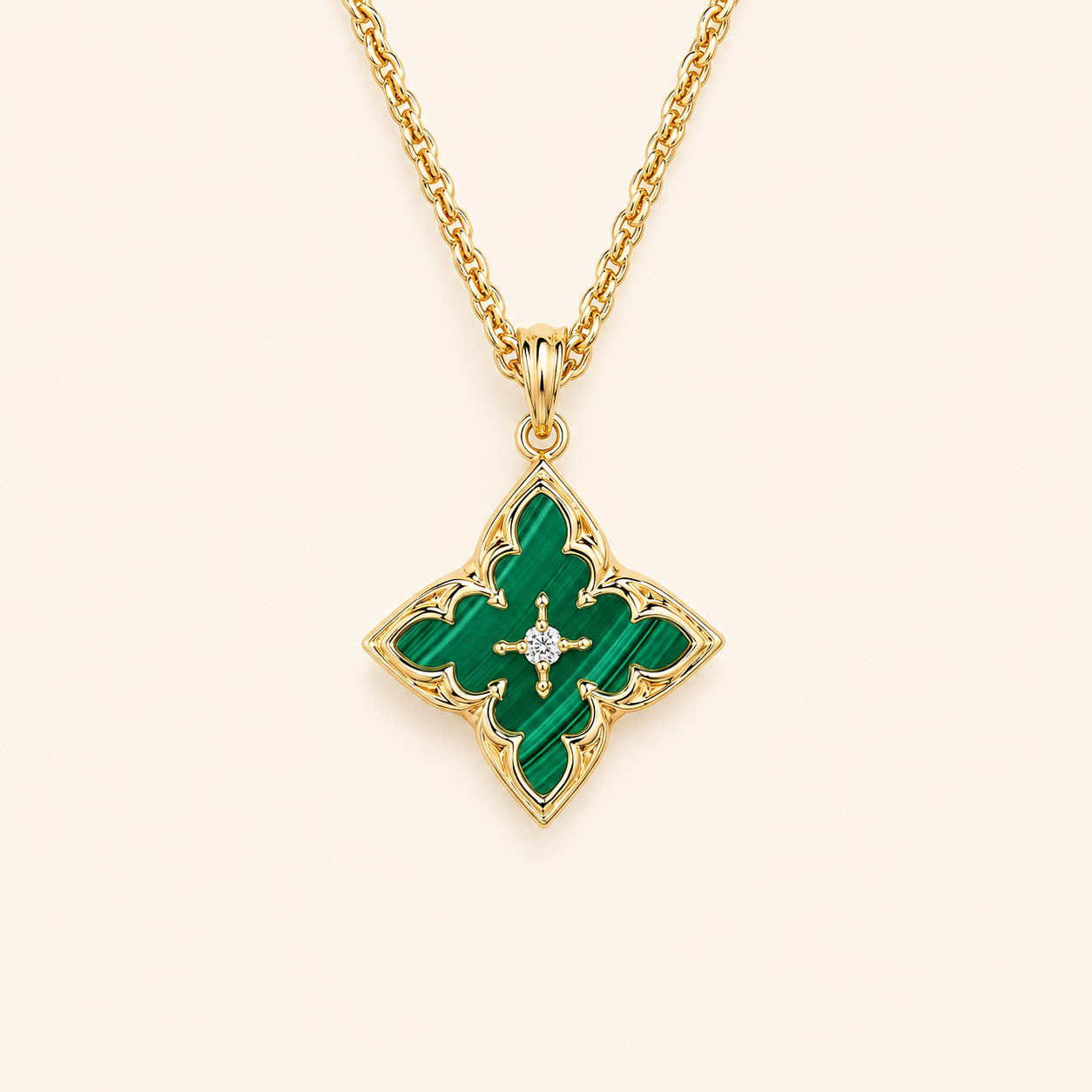 Laurel Gold Emerald Pendant Necklace
