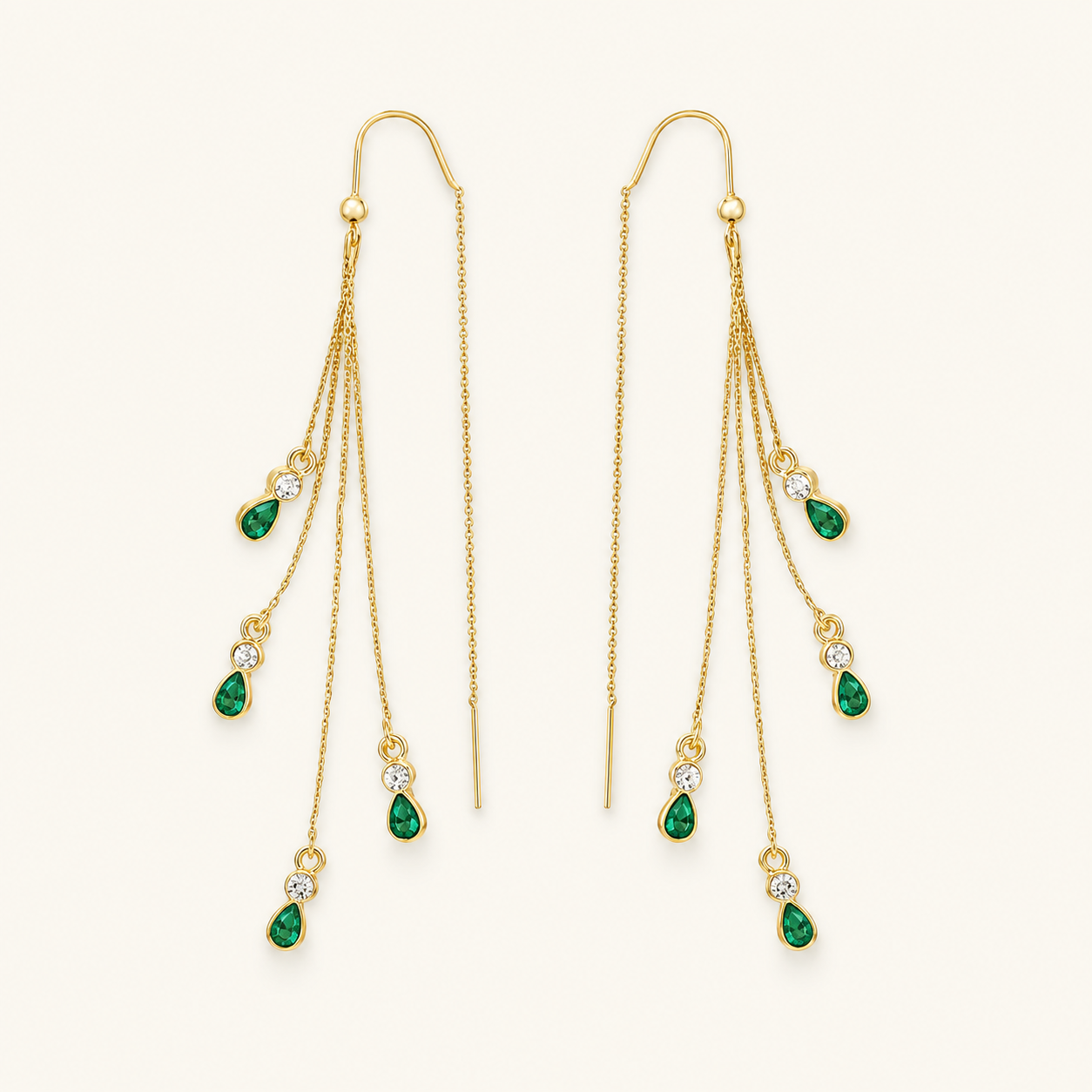 Calista Gold Emerald Earrings