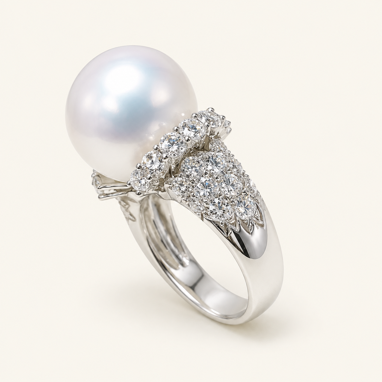 Henrietta White Gold Pearl Ring
