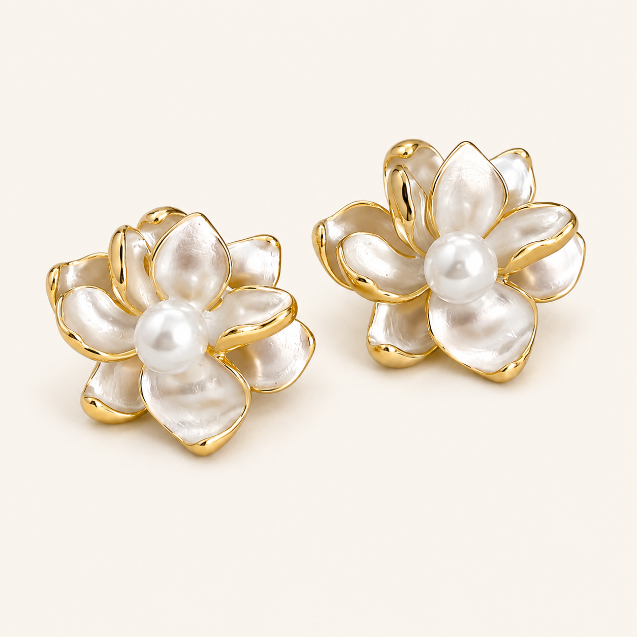 Hadley Gold Pearl Flower Earrings