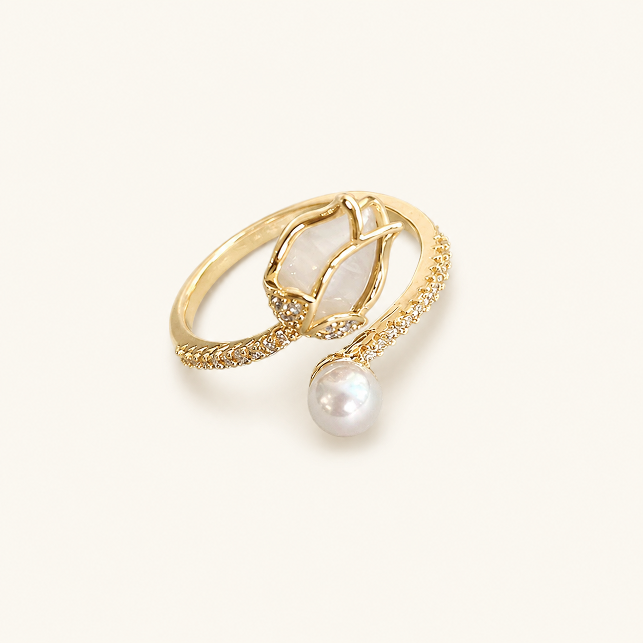 Filippa Gold Pearl Tulip Ring