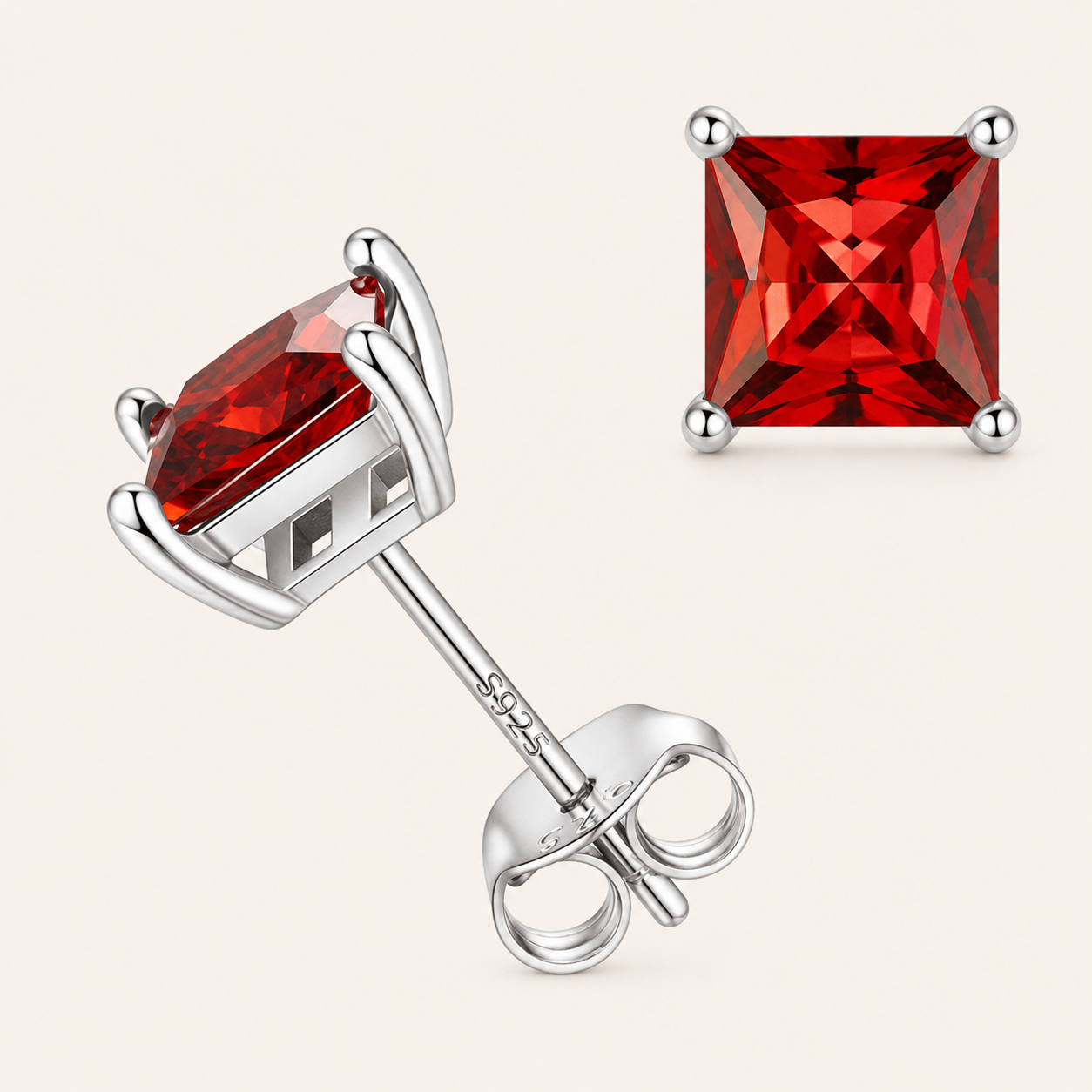 Eleonora White Gold Ruby Earrings