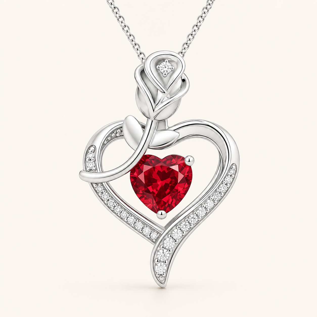 Alena White Gold Ruby Necklace