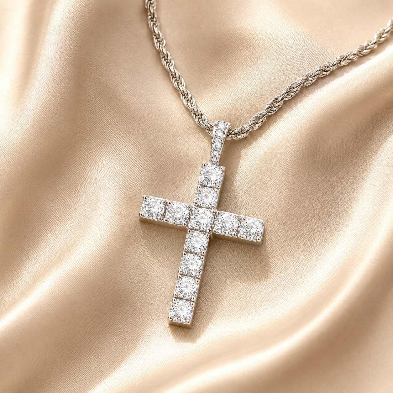 Anika White Gold Cross Necklace
