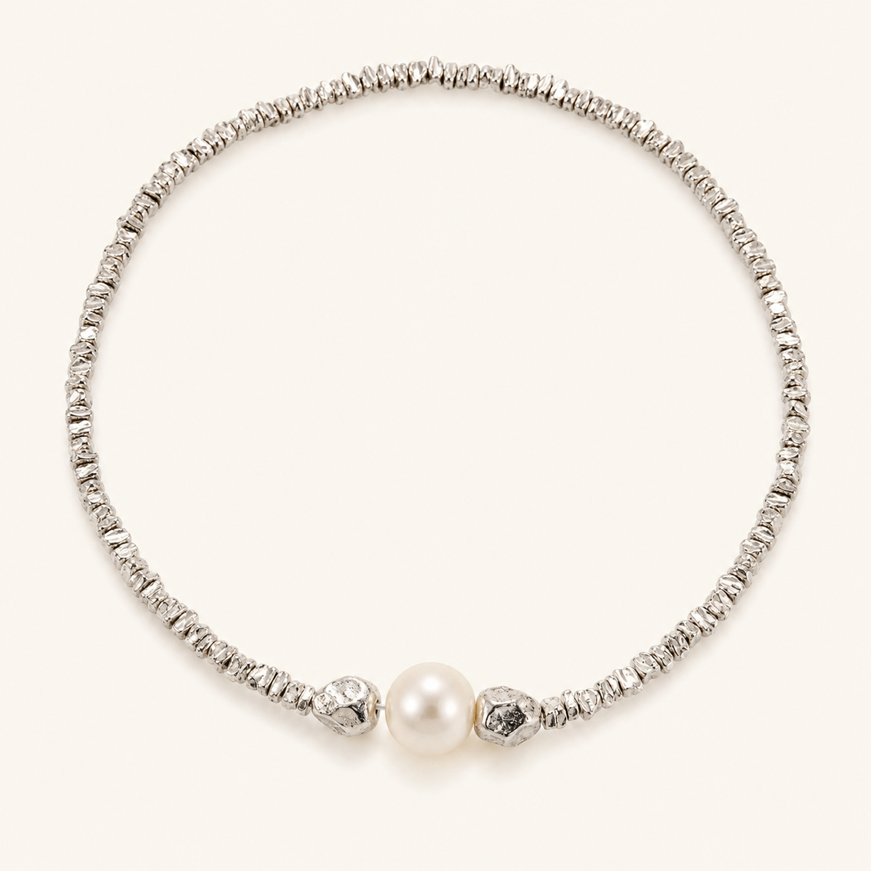 Aline Silver Pearl Choker Necklace