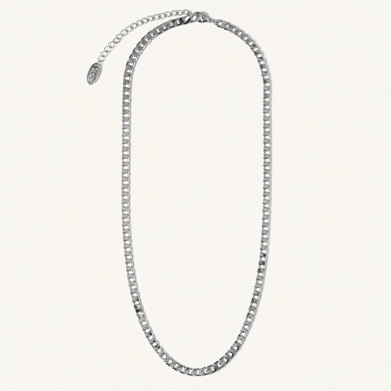 Flat White Gold Curb Necklace