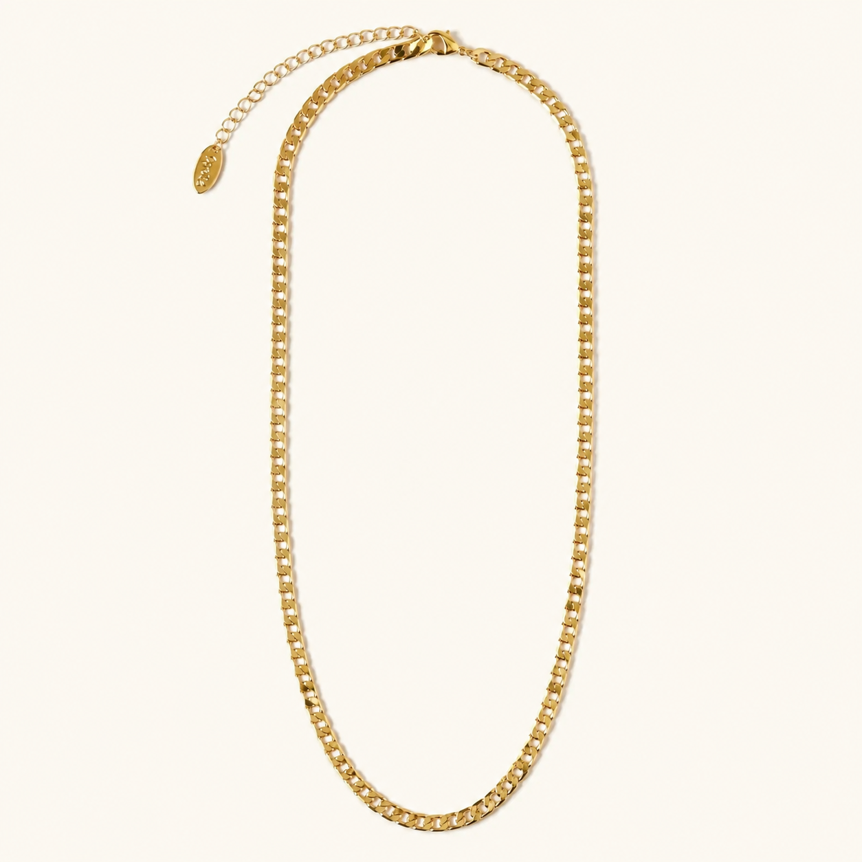 Flat White Gold Curb Necklace
