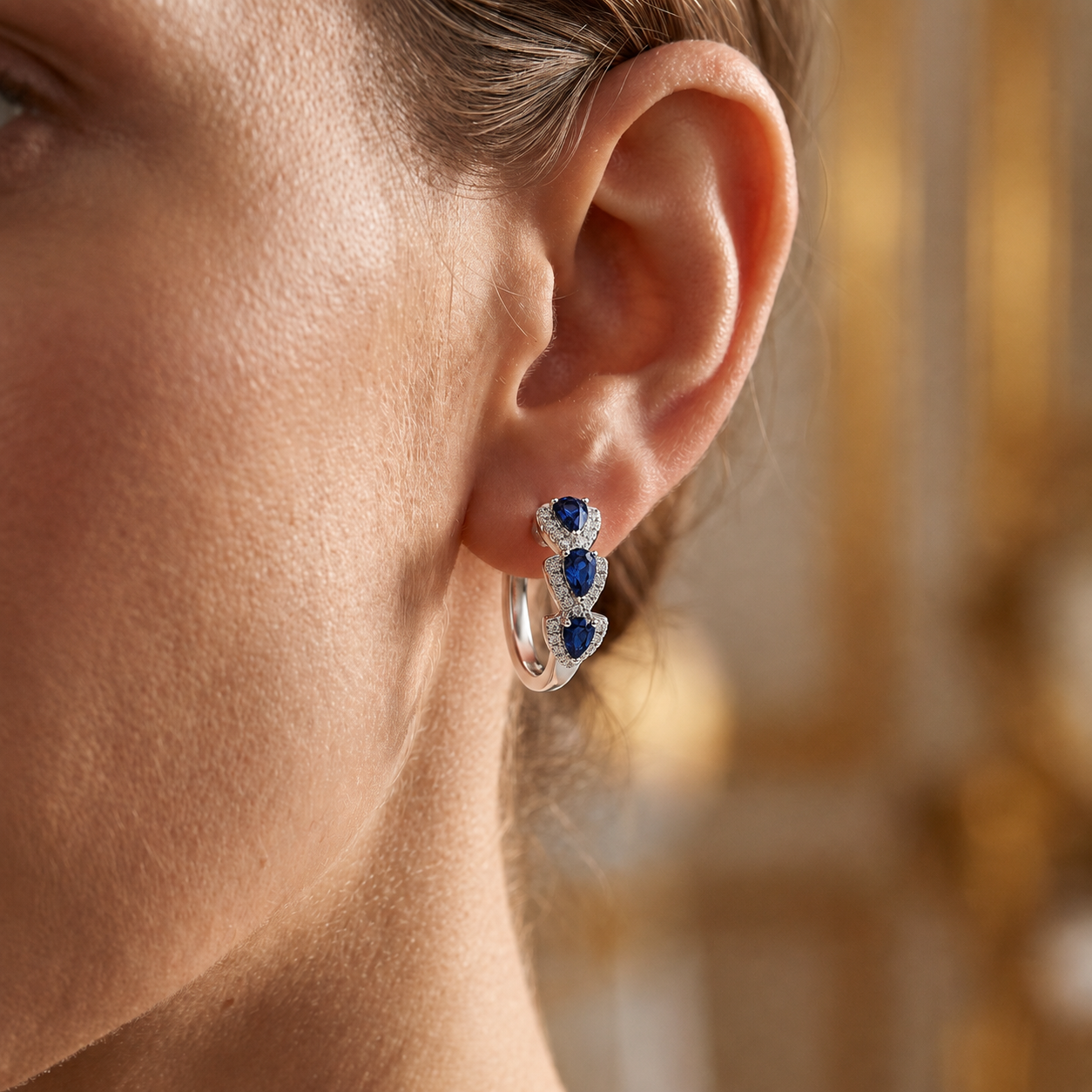 Maren White Gold Sapphire Earrings