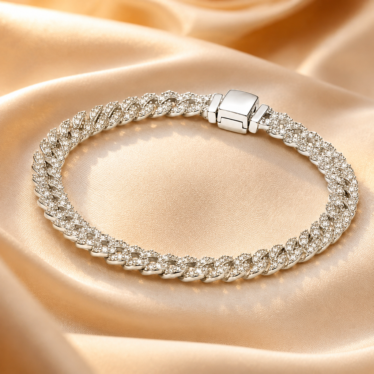 Marina White Gold Cuban Bracelet