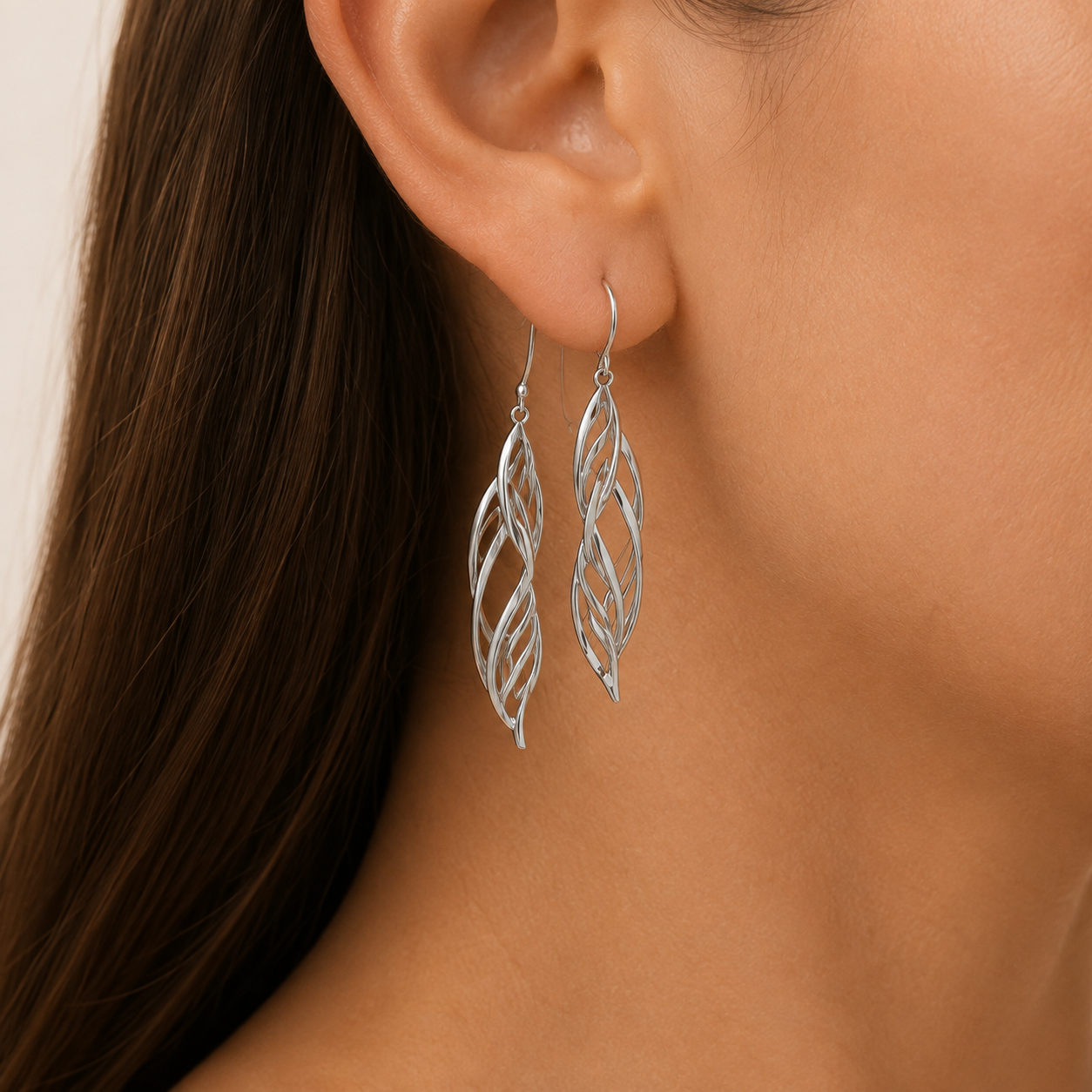 Magdalena White Gold Wave Earrings