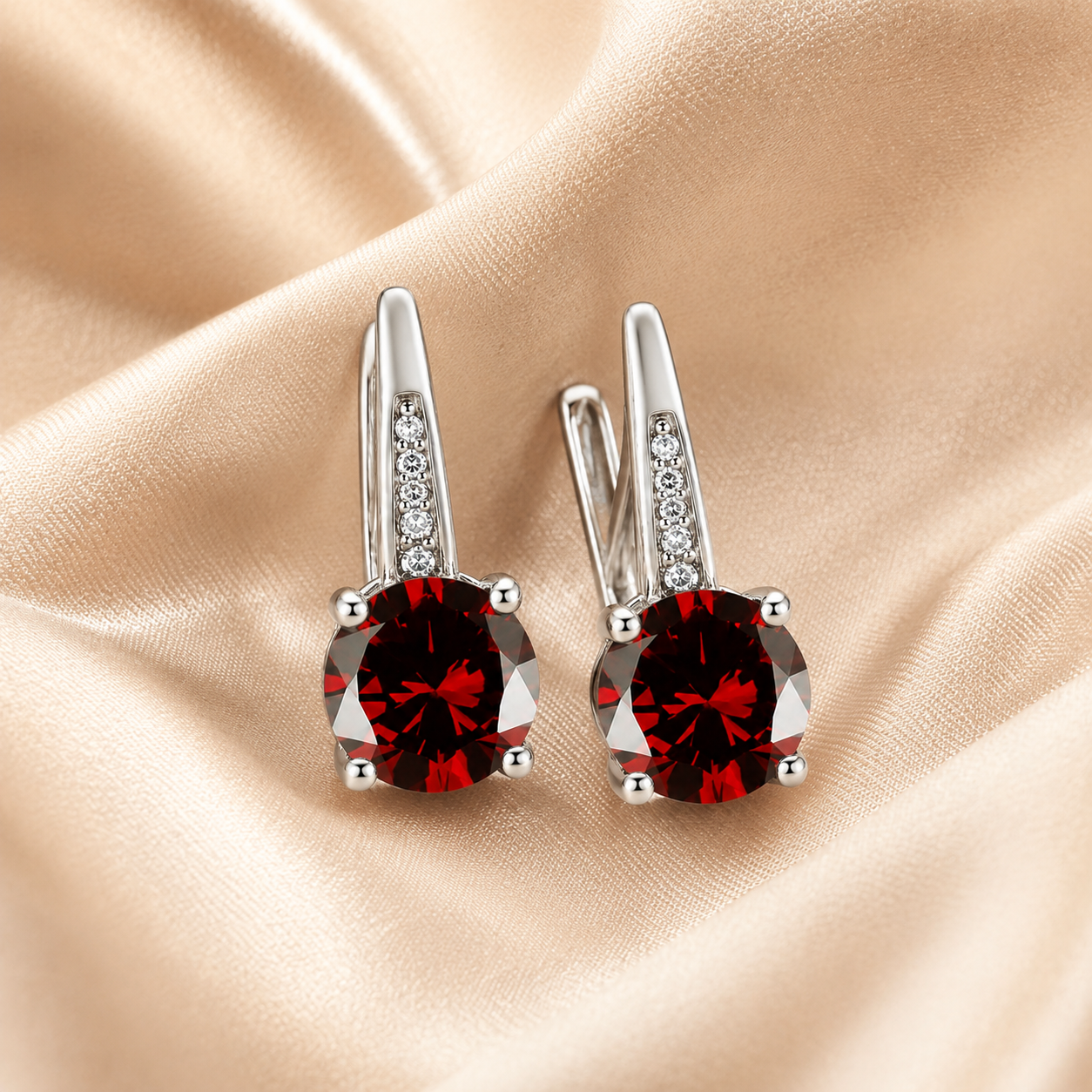 Celira White Gold Ruby Earrings