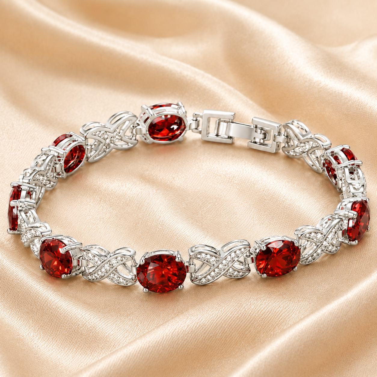 Alendra White Gold Ruby Bracelet
