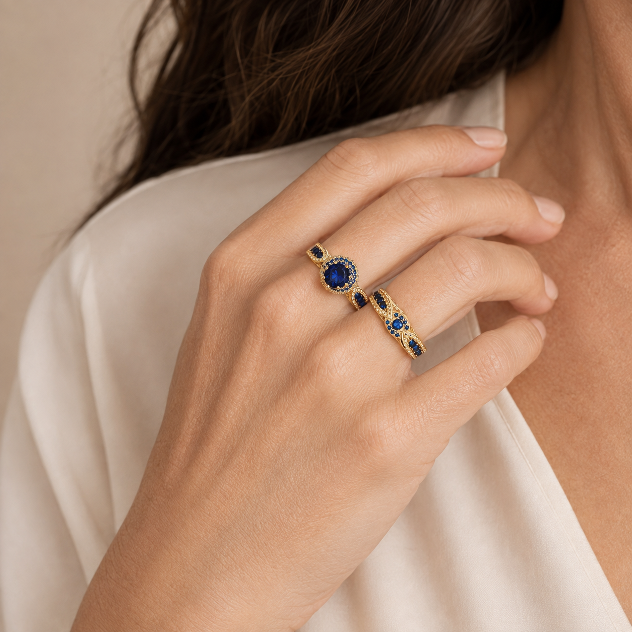 Bruna Gold Sapphire Set