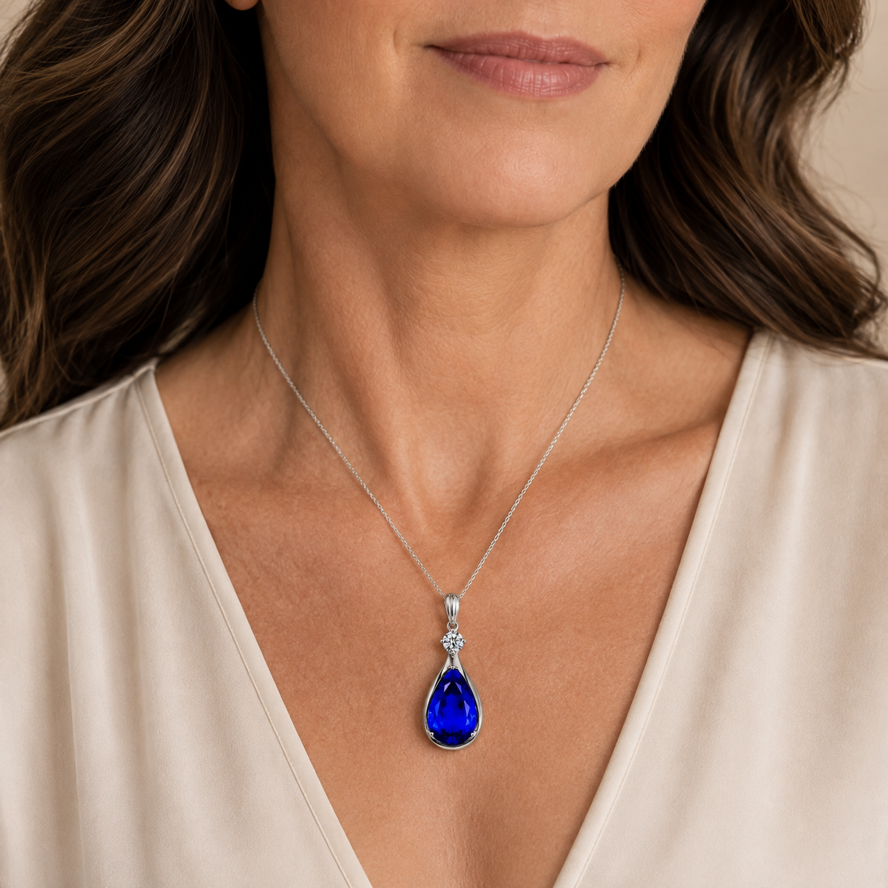 Ludmilla White Gold Sapphire Necklace