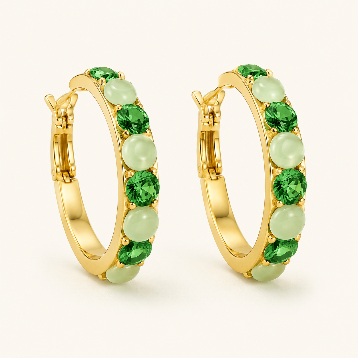 Demelza Gold Emerald Earrings