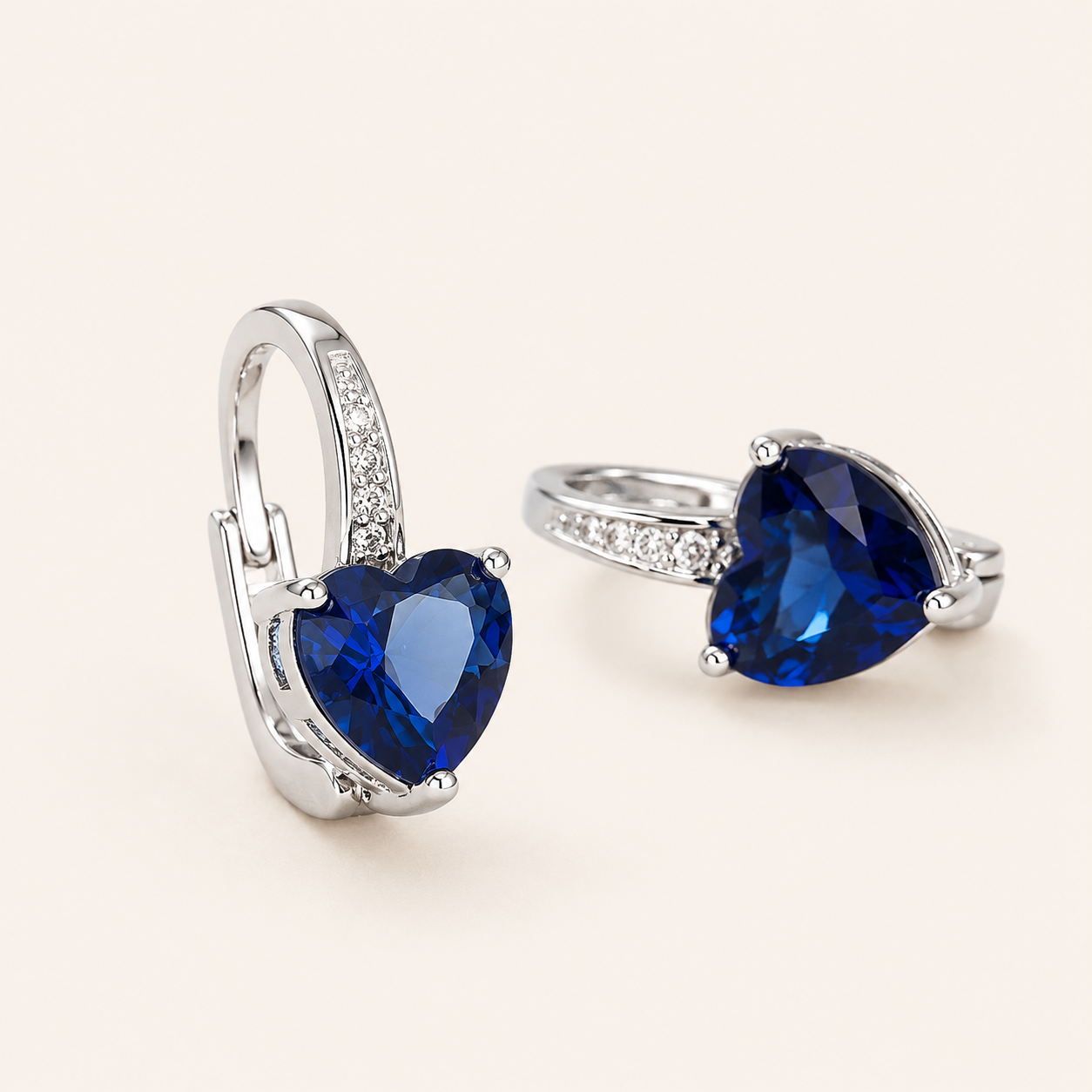 Lunara White Gold Sapphire Earrings