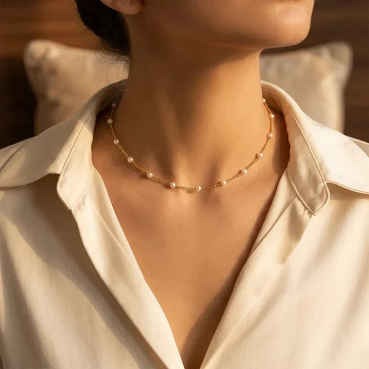 Beatrix Gold Pearl Necklace