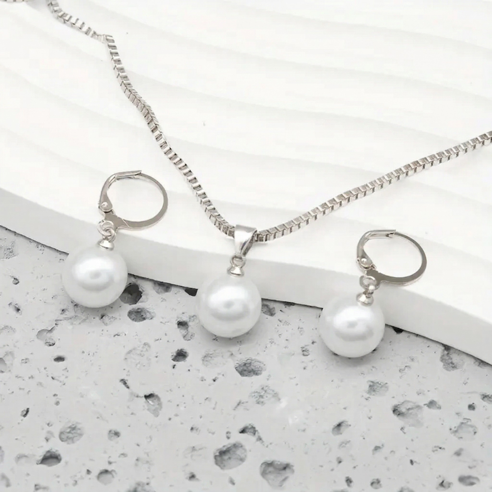 Ludovica White Gold Pearl Set