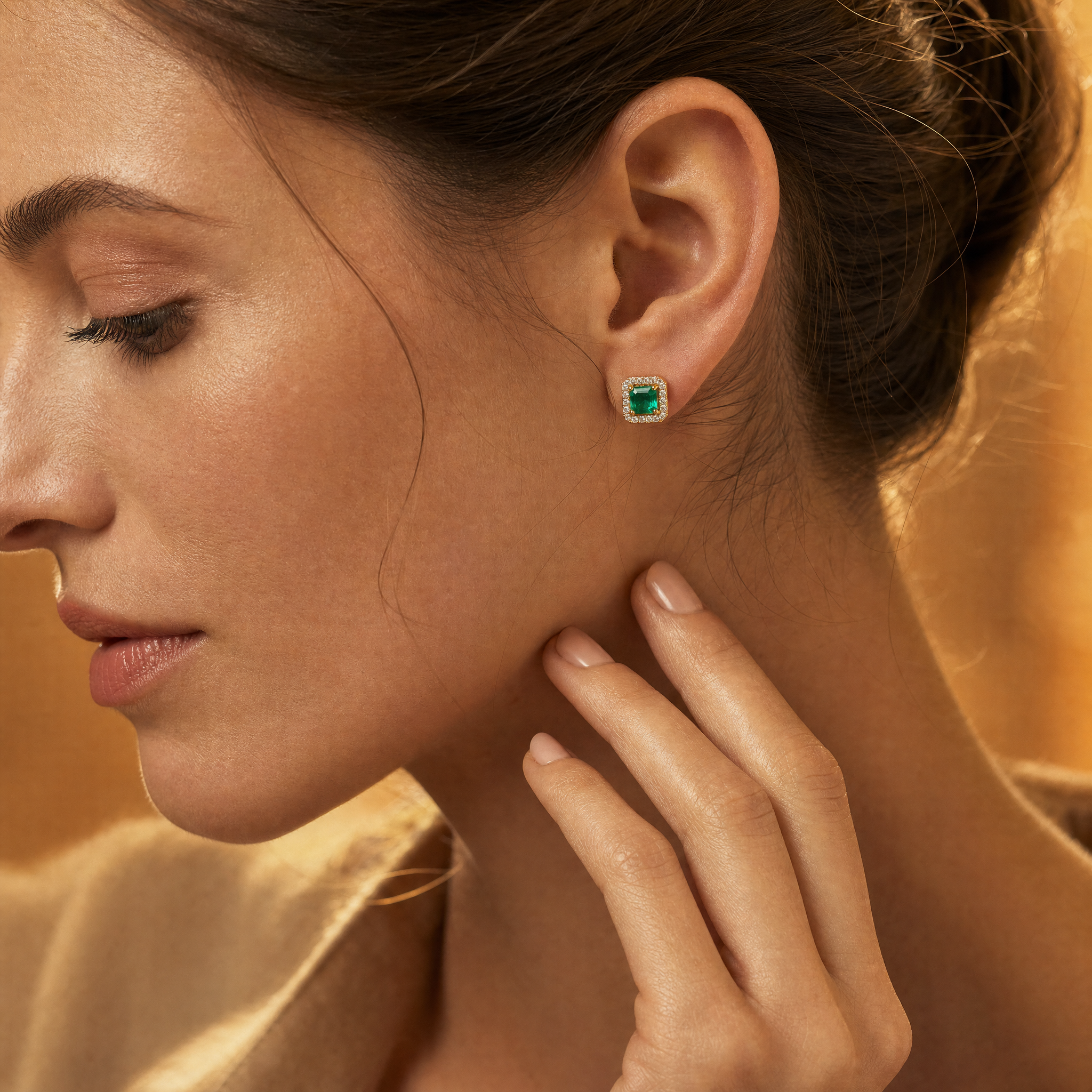 Adele Gold Emerald Earrings