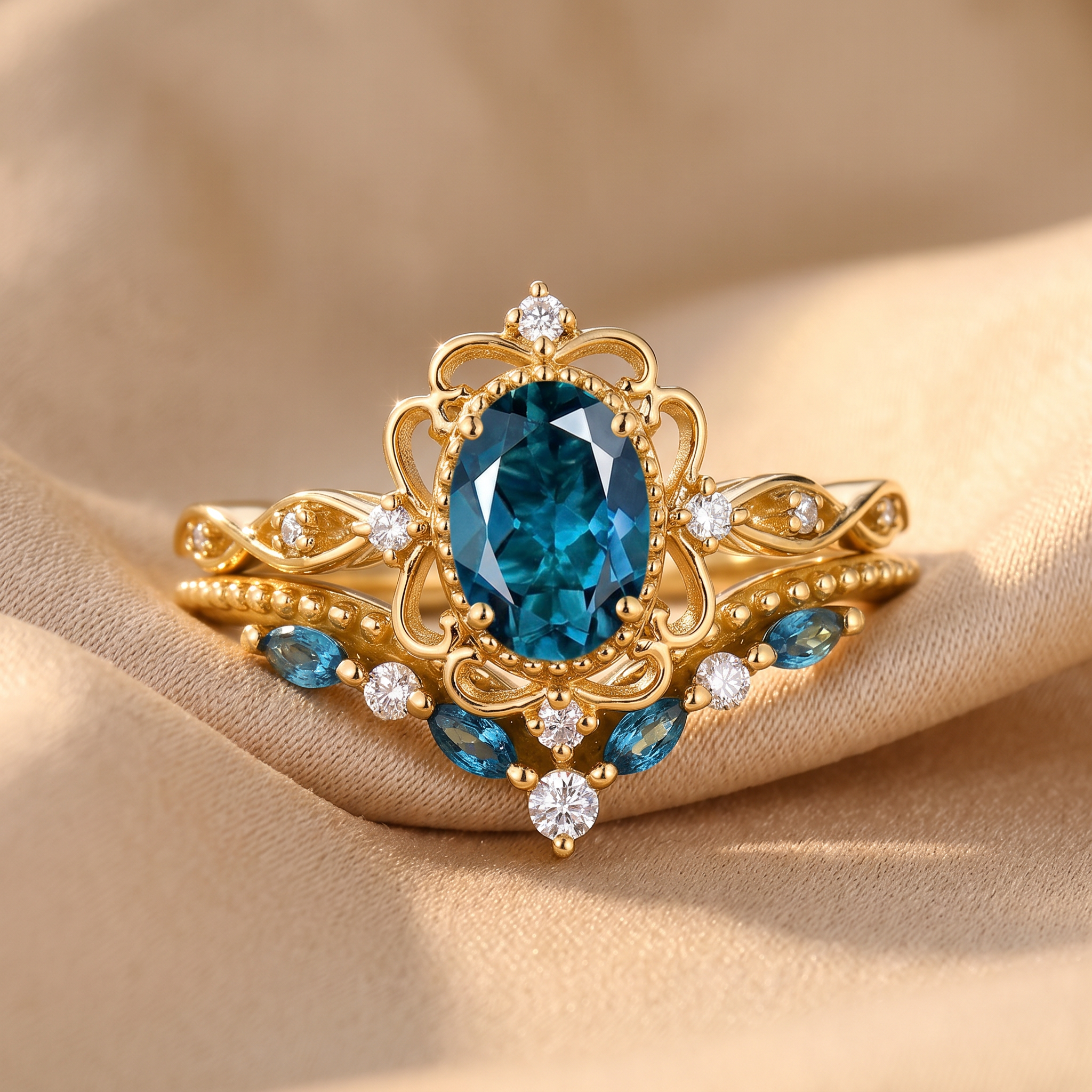 Azelia Gold Sapphire Set