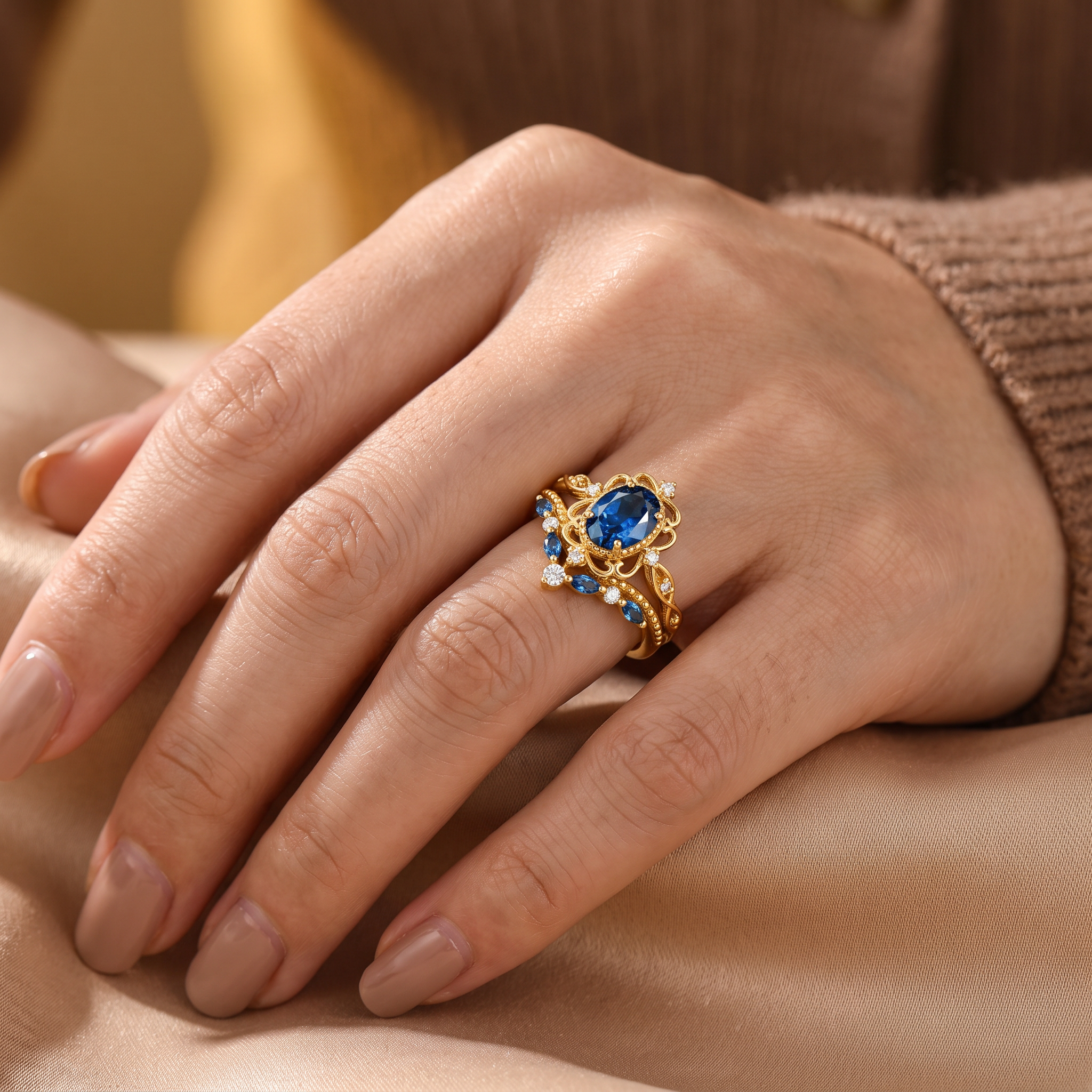 Azelia Gold Sapphire Set