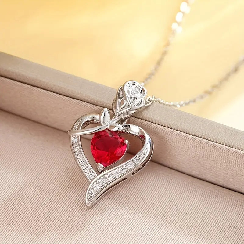 Alena White Gold Ruby Necklace
