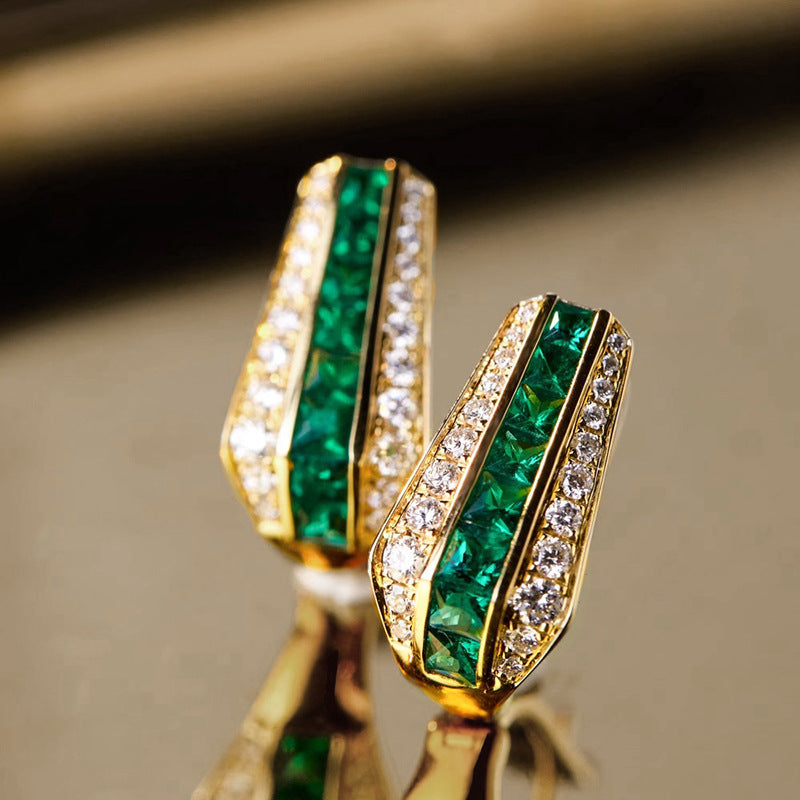 Lidia Gold Emerald Earrings