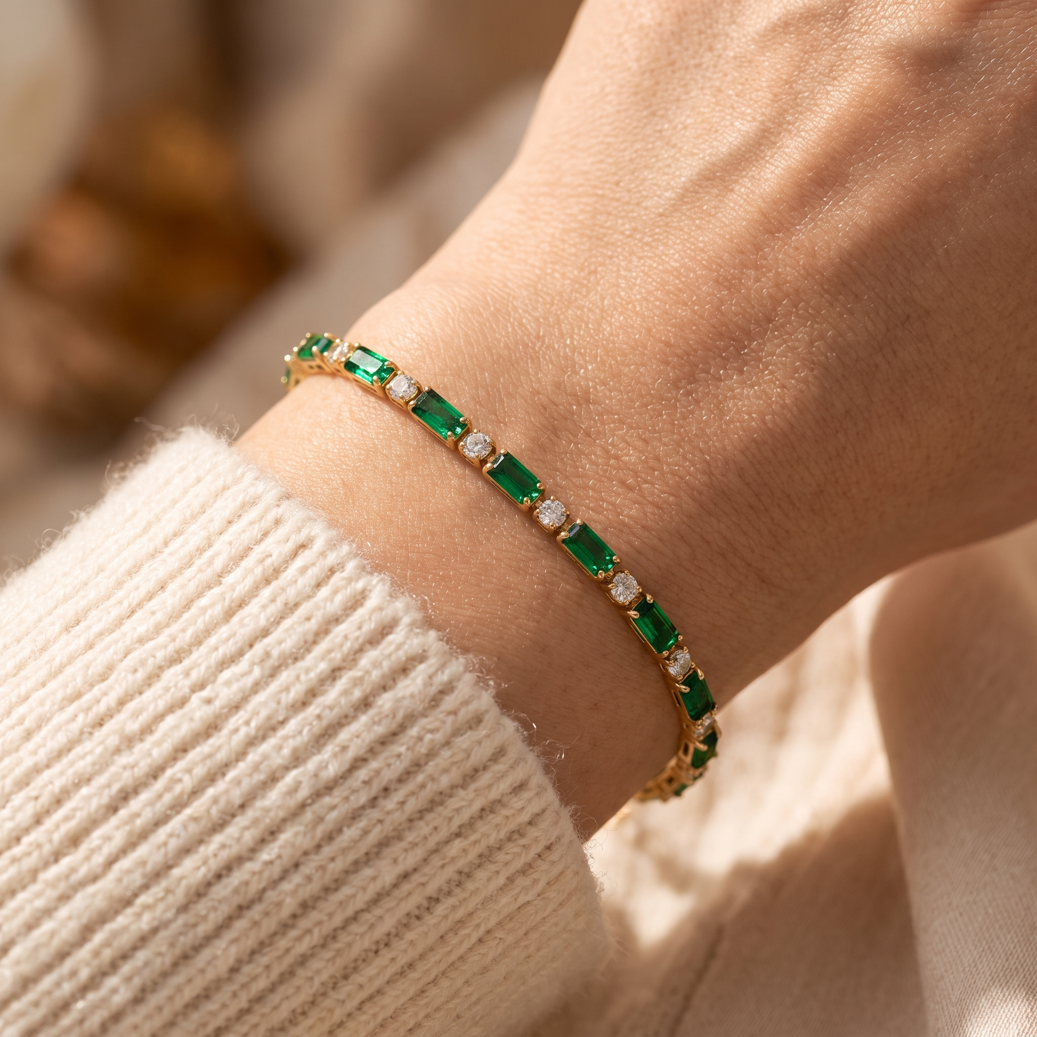Greer Gold Emerald Bracelet