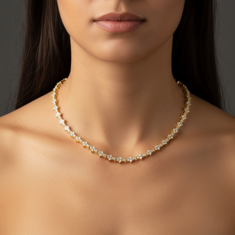 Ariane White Gold Tennis Necklace