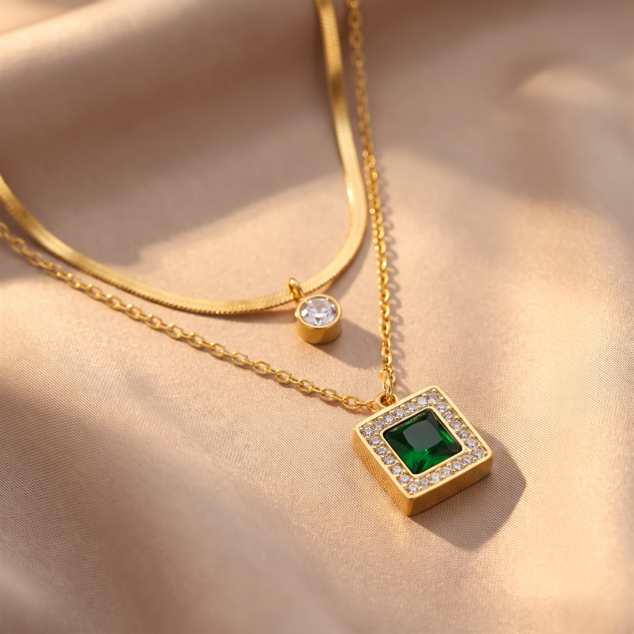 Blythe Gold Emerald Necklace