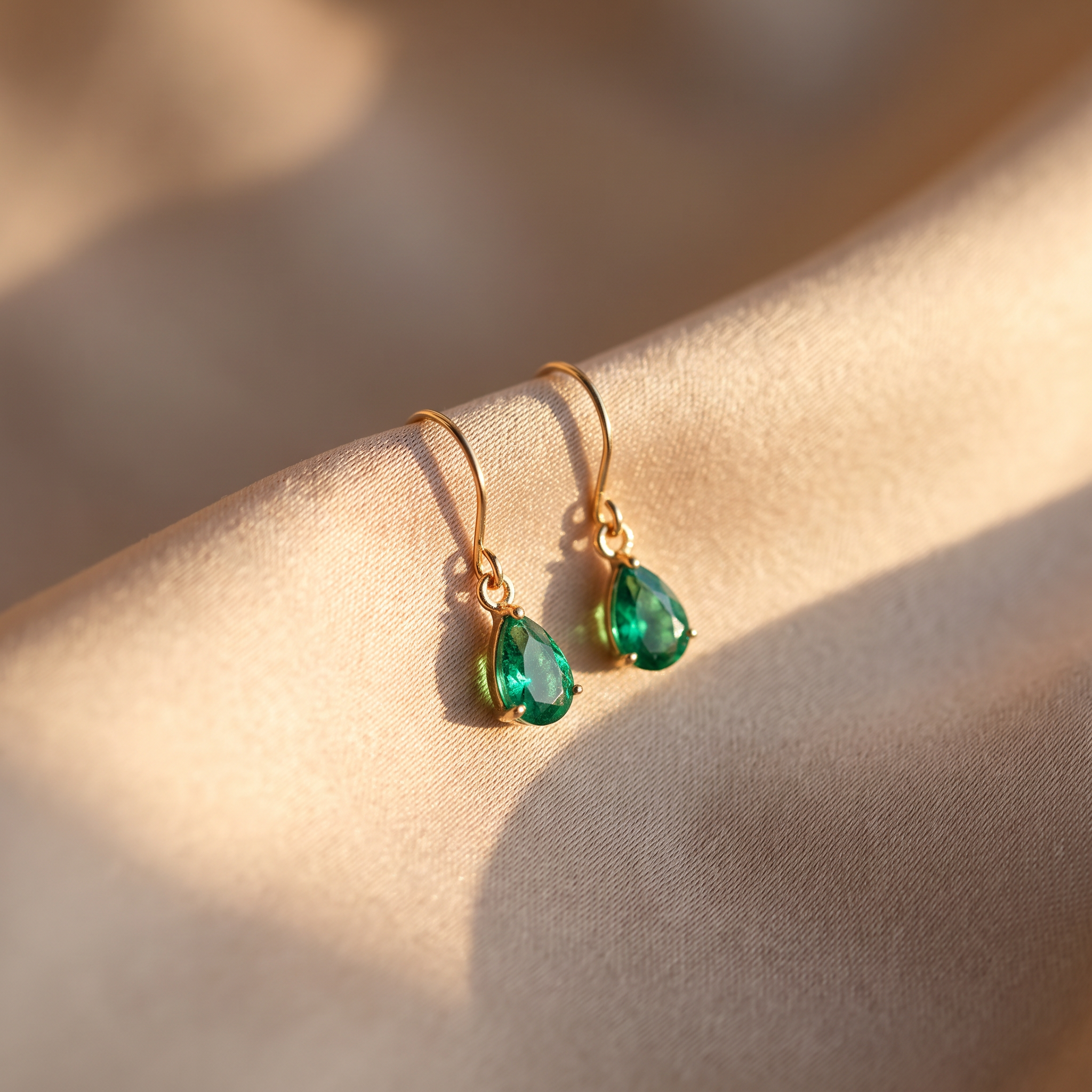 Daria Gold Emerald Earrings