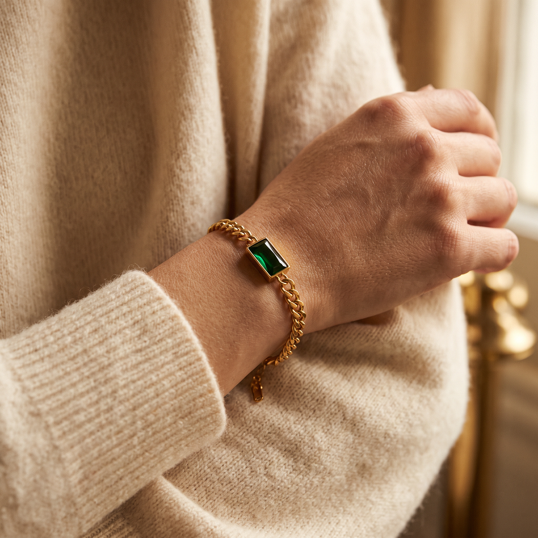 Dahlia Gold Emerald Bracelet