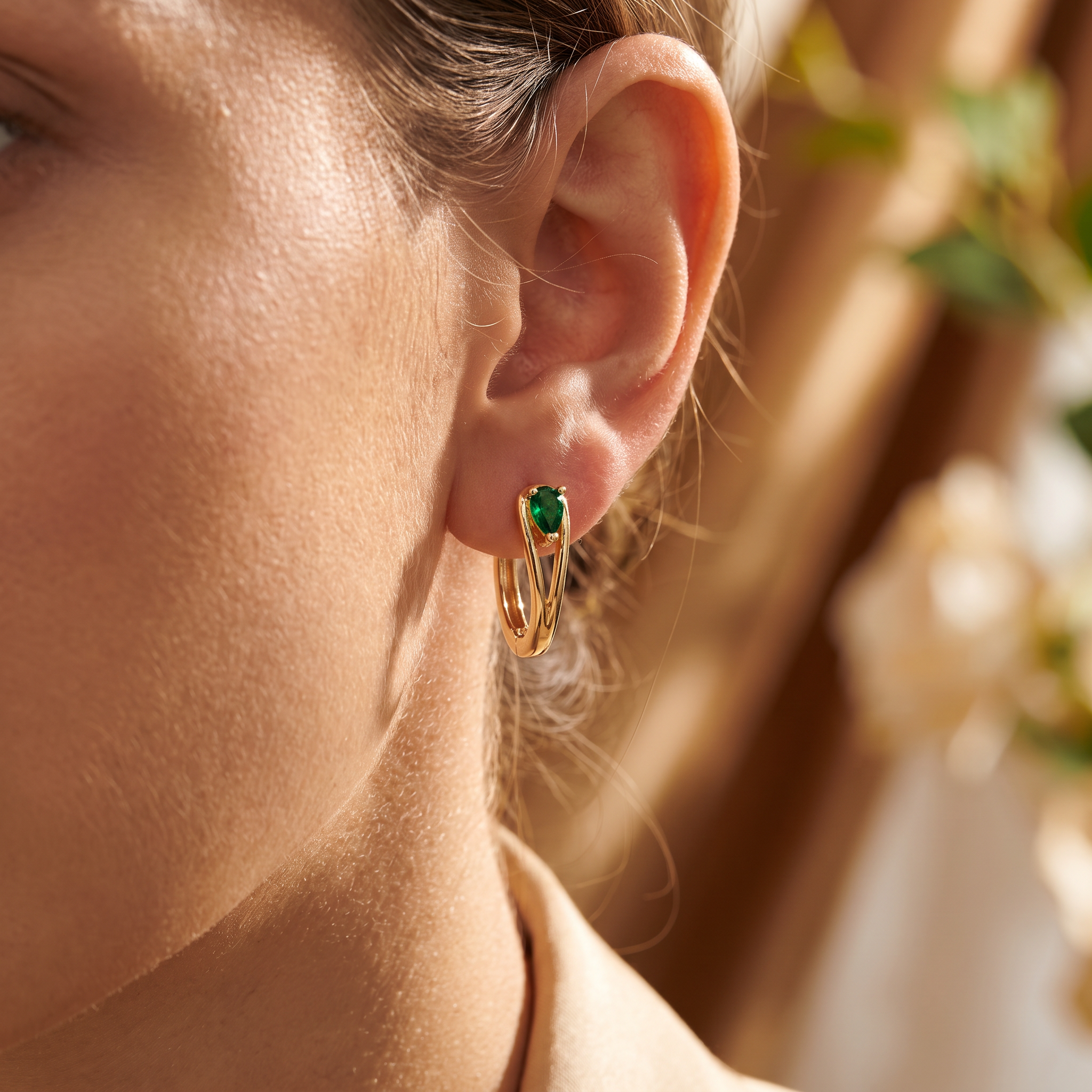 Freya Gold Emerald Earrings