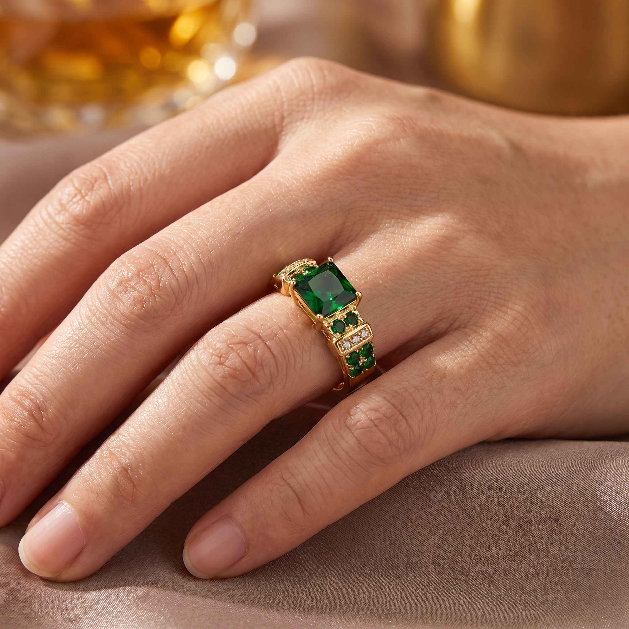 Gemma Gold Emerald Ring