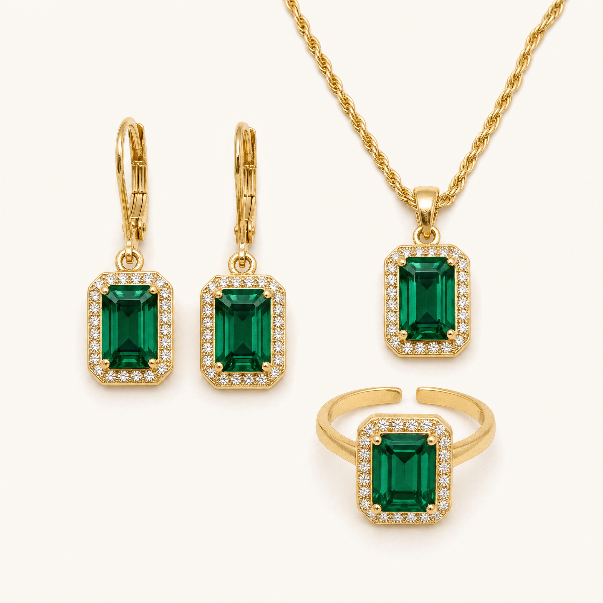 Hana Gold Emerald Set