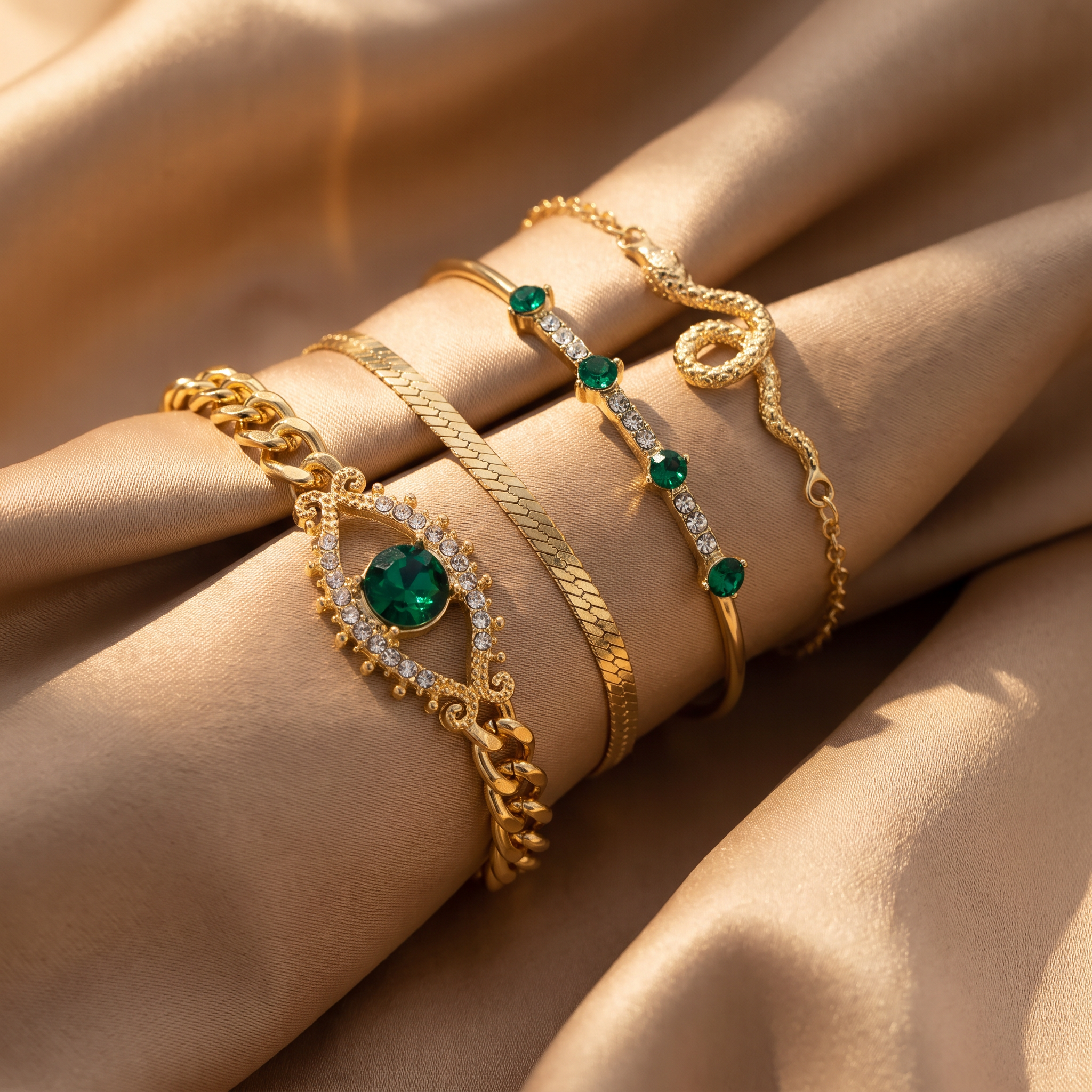 Kira Gold Emerald Set
